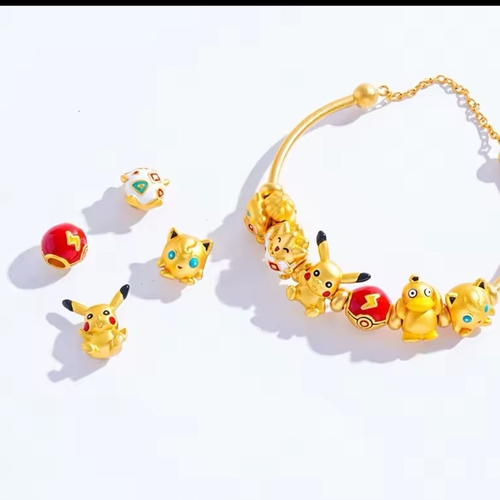 24K Gold Filled PokemonTogepi Charm Bead Pendant Anime Kawaii Pocket Monster - Picture 4 of 7